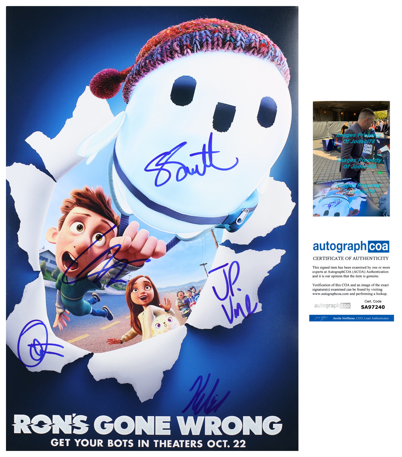 Liam Payne Kylie Cantrall + 3 Signed ‘Ron’s Gone Wrong’ 12×18 Photo PROOF ACOA A