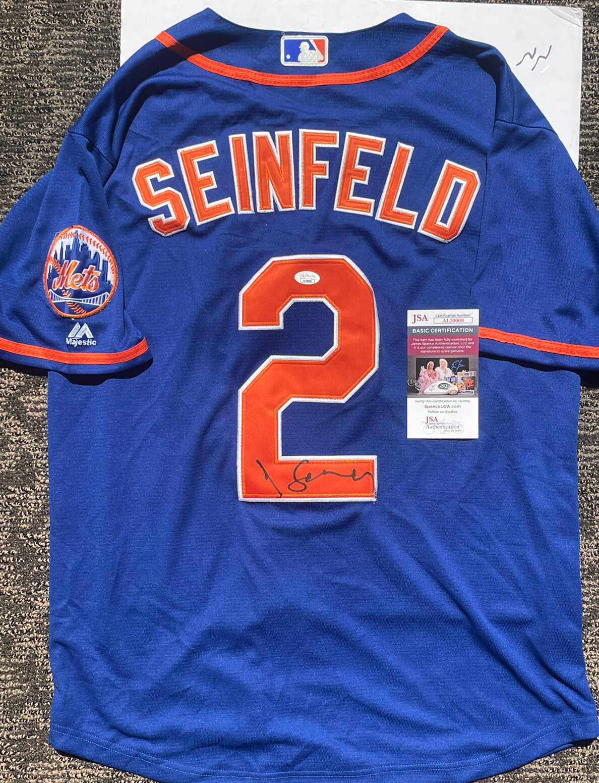 Jerry Seinfeld Signed Autographed New York Mets Jersey Legend Jsa Coa