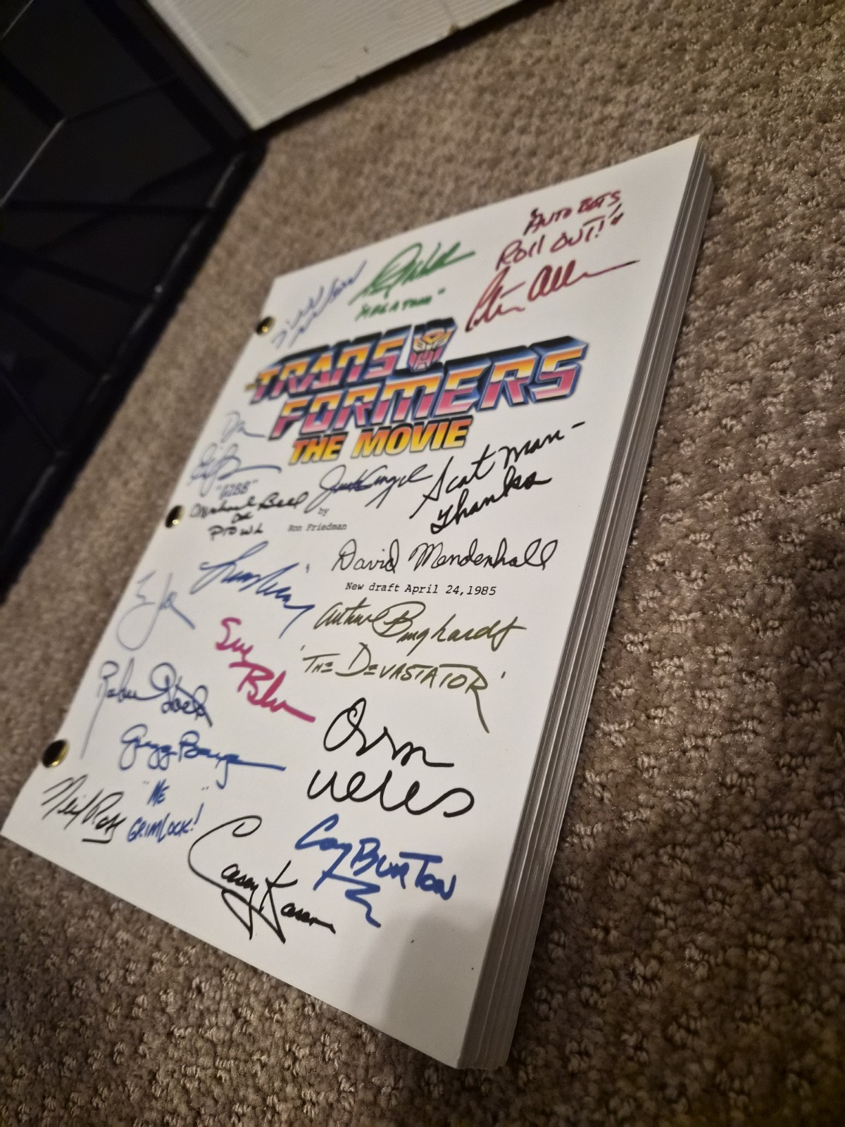 The Transformers, The Movie Script Cast-Signed, Full Script Autograph Reprint