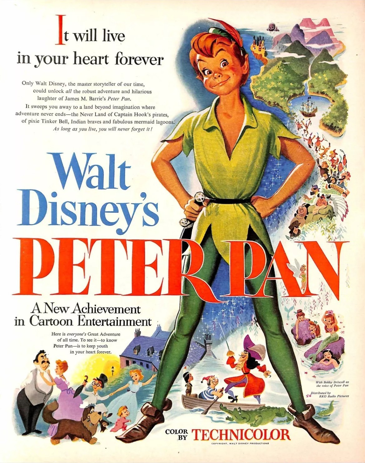 Peter Pan movie poster print (b) – 11 x 14 inches – Walt Disney