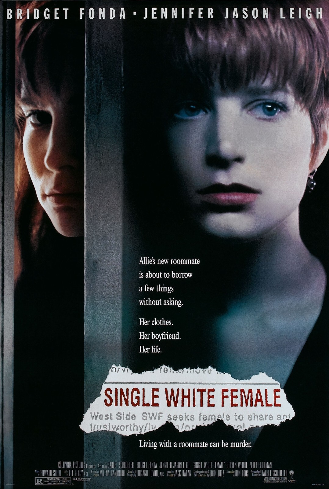 Single White Female movie poster – 11″ x 17″ inches – Bridget Fonda