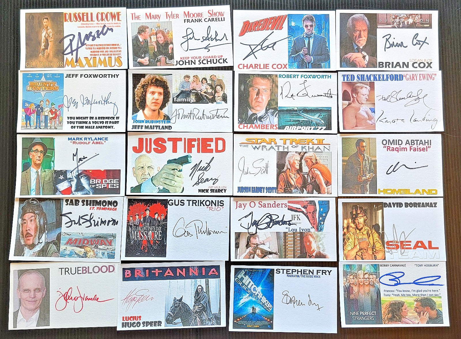 FREE SHIPPING 20 AUTOGRAPHED MOVIES/TV RELATED CELEBS 3X5 INCH INDEX CARDS LOT A