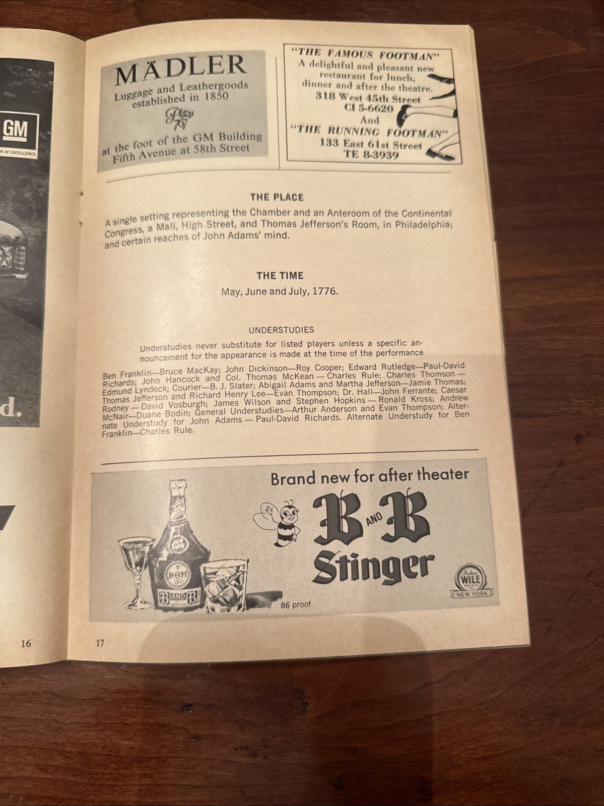 1776 Playbill – St. James Theatre – Jan 1971 – William Daniels & David Ford
