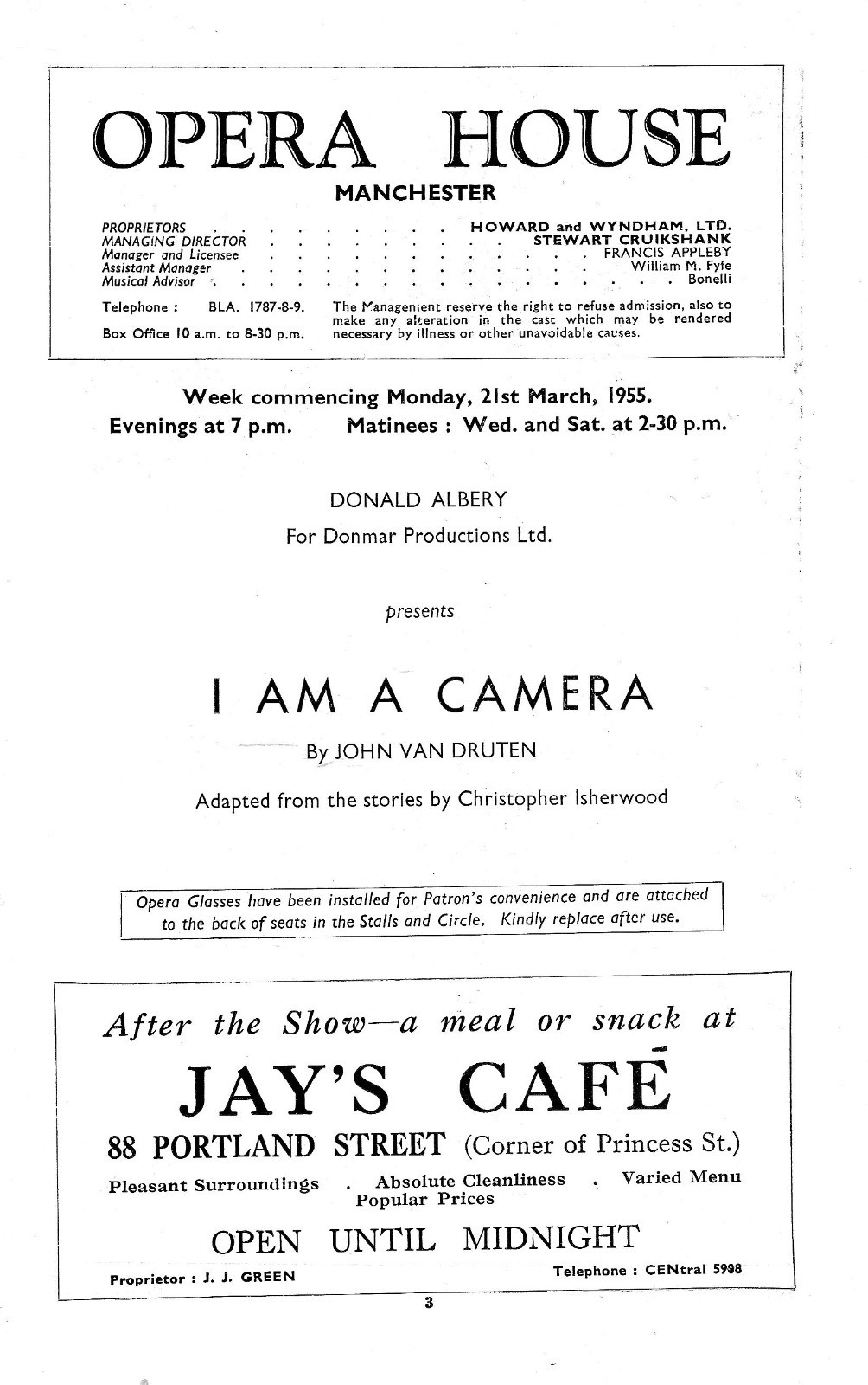 Moira Shearer “I AM A CAMERA” Christopher Isherwood 1955 United Kingdom Playbill