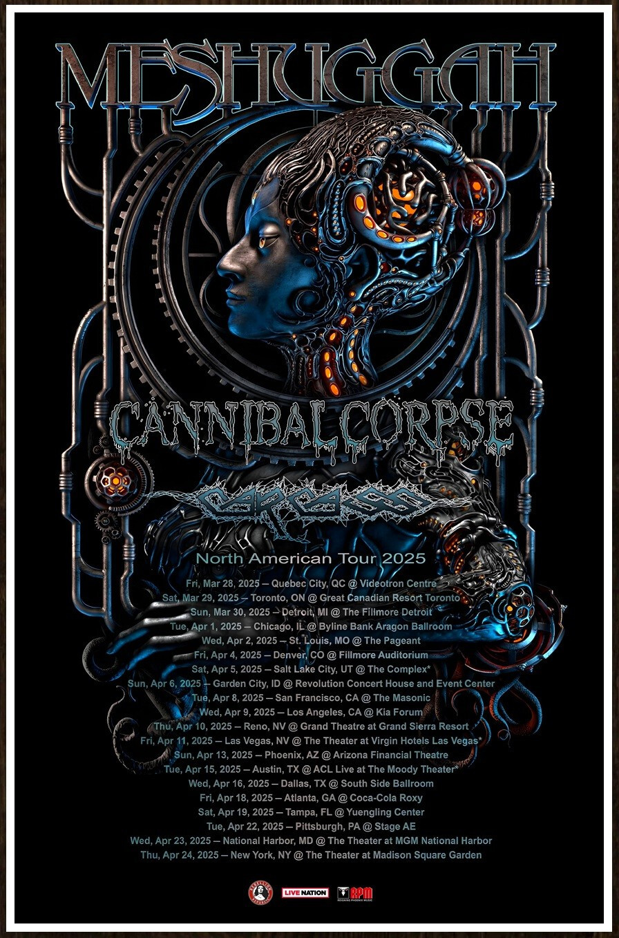 MESHUGGAH | CANNIBAL CORPSE | CARCASS Tour 2025 Ltd Ed RARE Poster! Death Metal