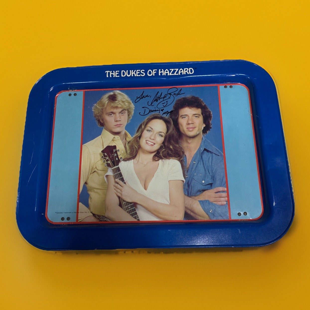 Dukes Of Hazzard Autographed Metal TV Tray 1981 Daisy Bo Luke Duke General Lee