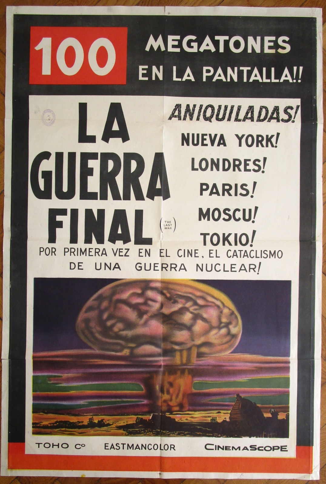 1961 THE LAST WAR Nuclear Japan Sci-Fi 1SH MOVIE POSTER Rare ED. Toho Tokusatsu