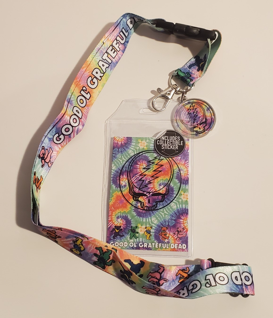 BIOWORLD GOOD OL’ GRATEFUL DEAD DANCING BEARS STRAP LANYARD KEYCHAIN ID HOLDER