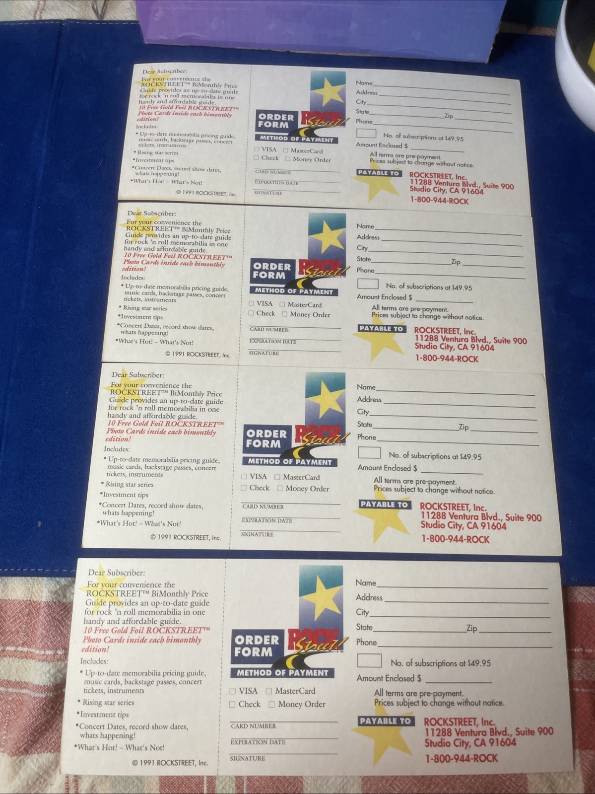Lot Of 4 1991 ROCK STREET MAGAZINE PREMIERE ISSUE ORDER FORM PANEL Elvis