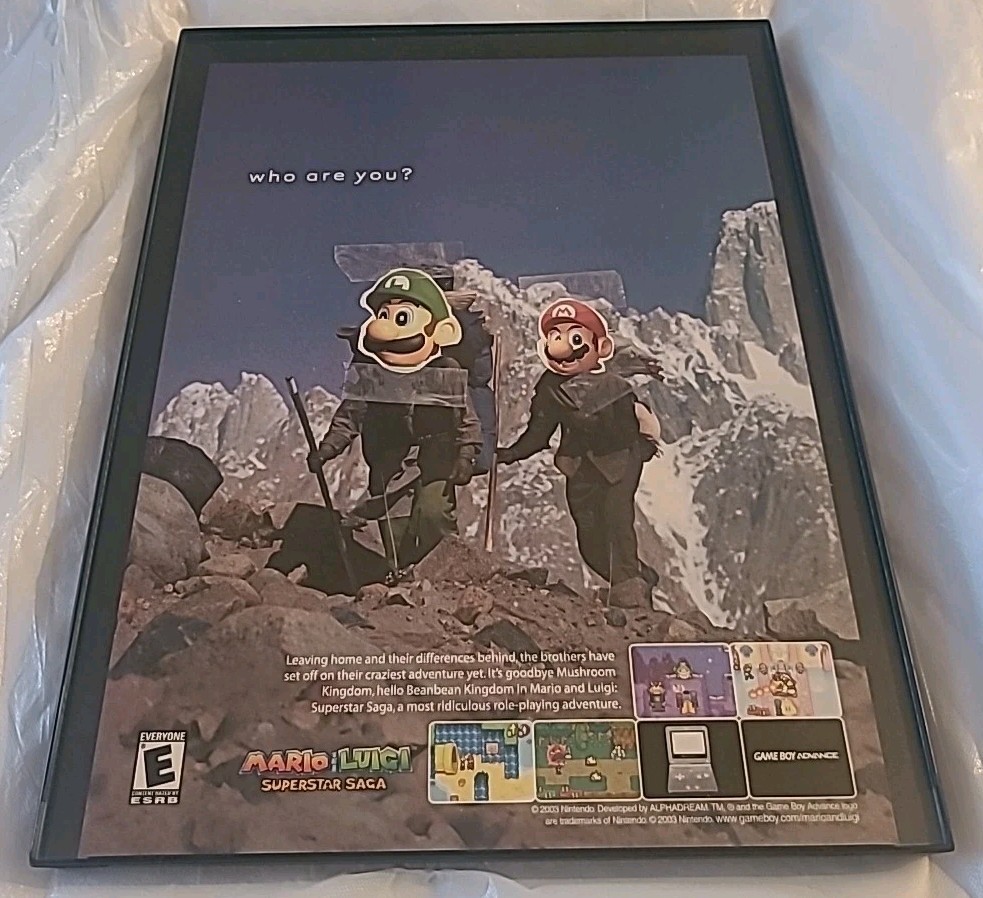 Mario Luigi Superstar Saga Video Game Print Ad 2004 Framed 8.5X11 Wall Art