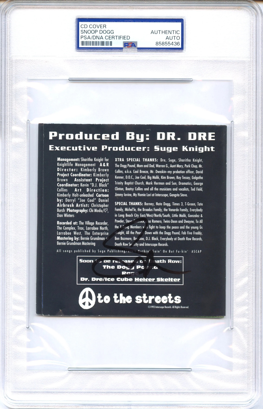 Snoop Dogg Signed Autographed CD Cover “Doggystyle” PSA/DNA Authenticated
