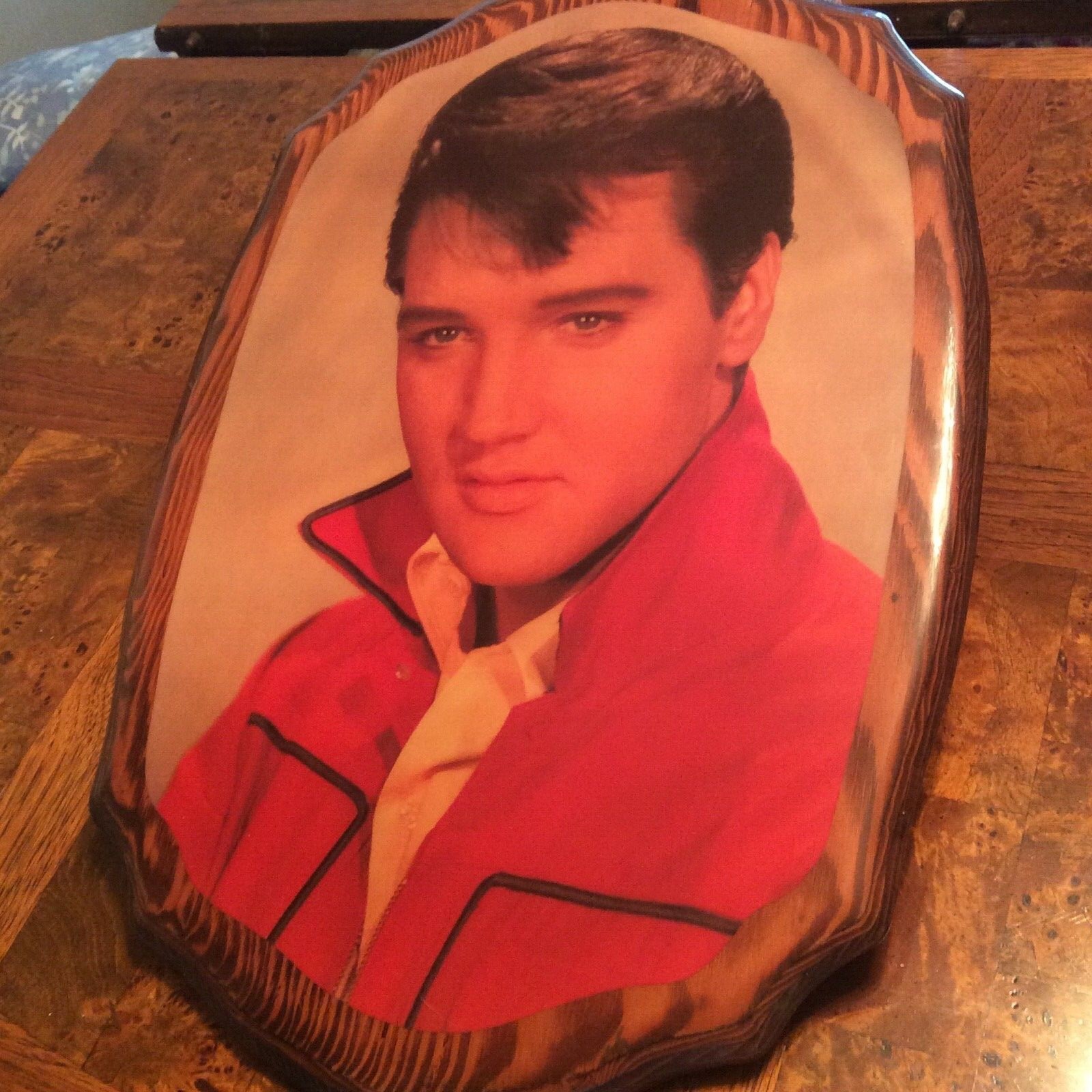 VTG Elvis Presley Picture On Wood Large 22x 15” Excellent *Great Collectible.