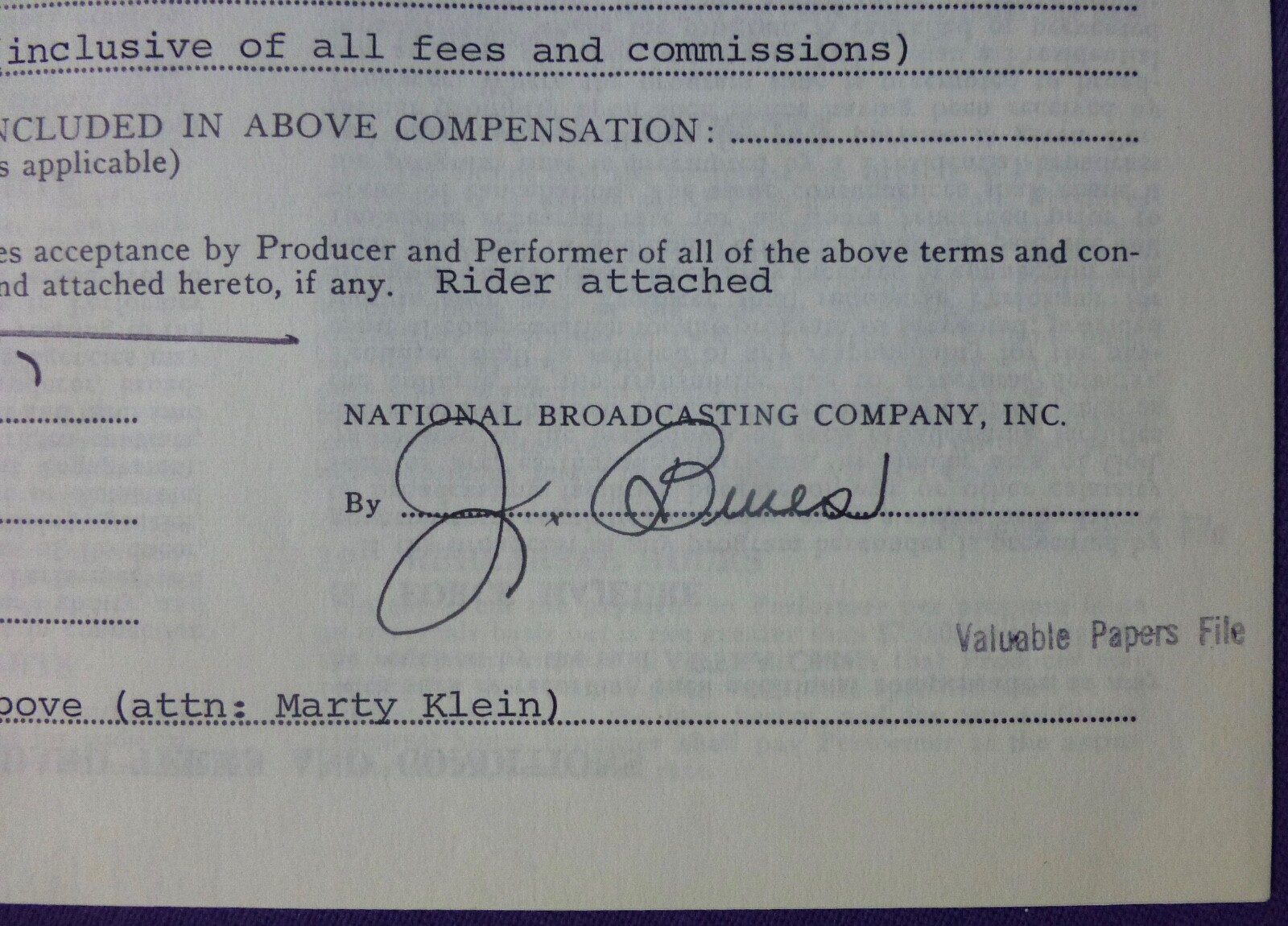 STEVE MARTIN – SIGNED – AFTRA CONTRACT – TO HOST NBC SATURDAY NIGHT LIVE