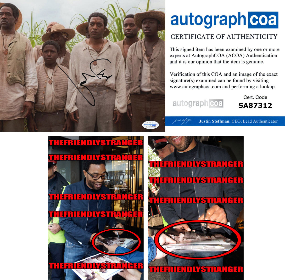 Chiwetel Ejiofor signed “12 YEARS A SLAVE” 8×10 Photo EXACT PROOF Backroom ACOA