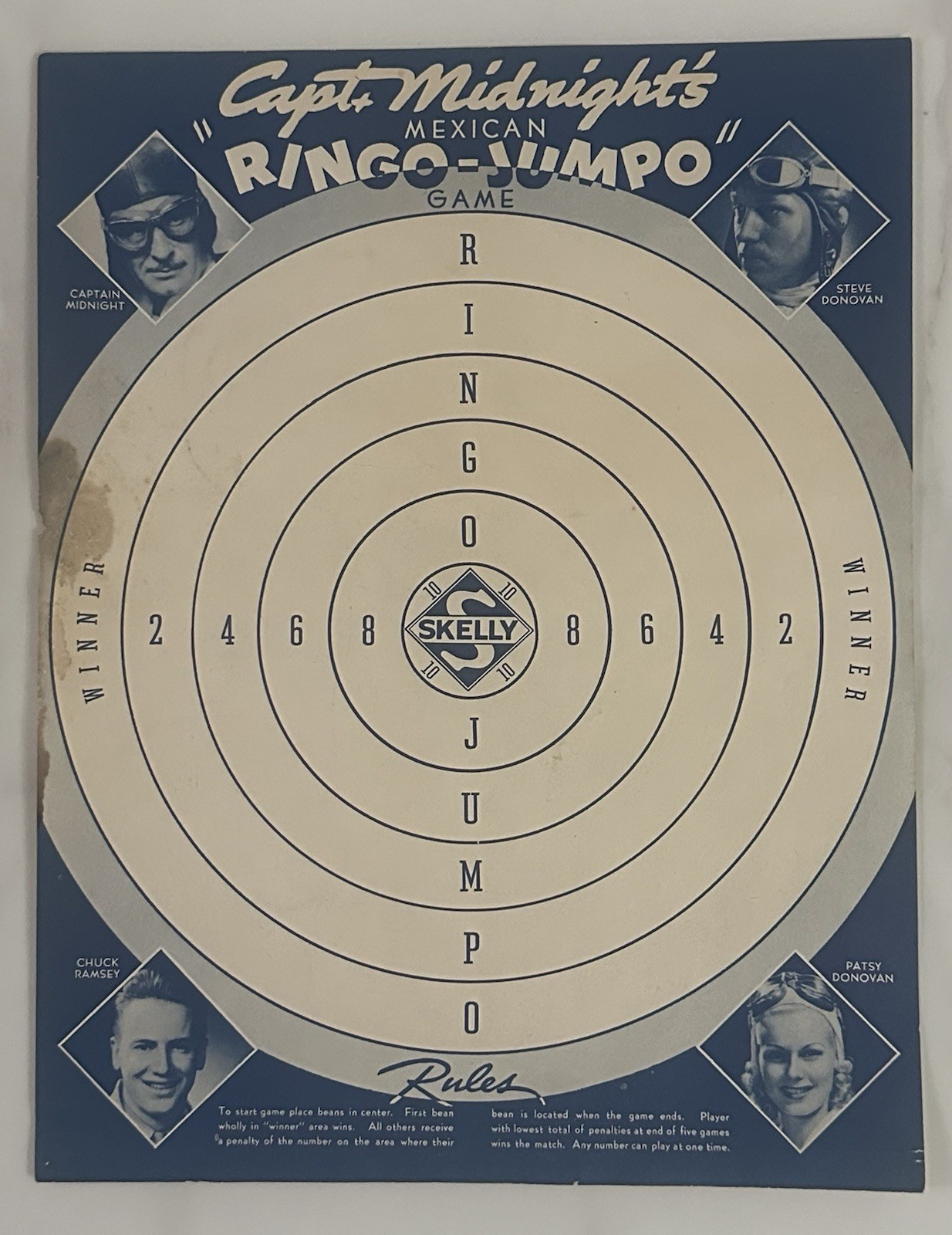 1938 Captain Midnight Ringo Jumpo Game Skelly Oil Radio Advertising Board