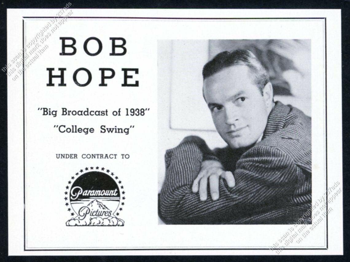 1938 Bob Hope photo Paramount Pictures vintage trade print ad