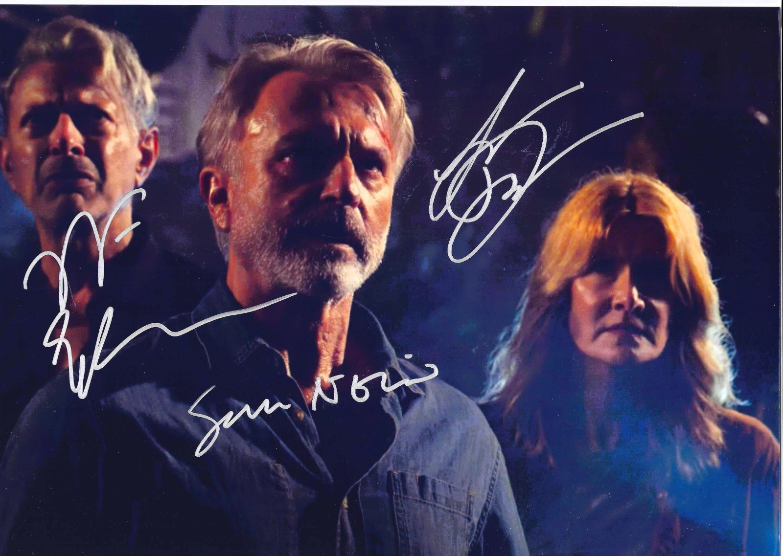 JURASSIC PARK CAST SIGNED Sam Neill, Laura Dern, Jeff Goldblum 8×12 Photo COA