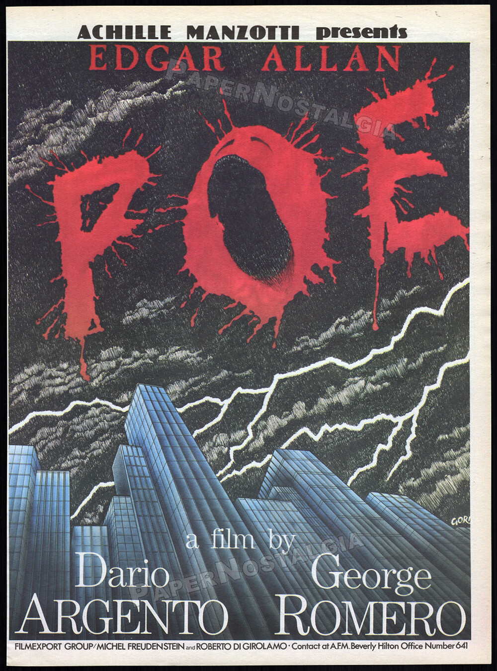 EDGAR ALLAN POE / TWO EVIL EYES – Orig. 1989 Trade AD / poster – Dario Argento