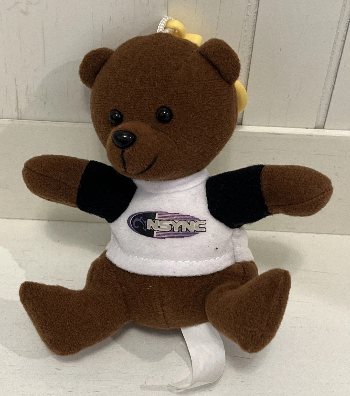 Vintage NSYNC Mini Teddy Bear Plush Brown Clip Keychain Hook 5” Good Condition