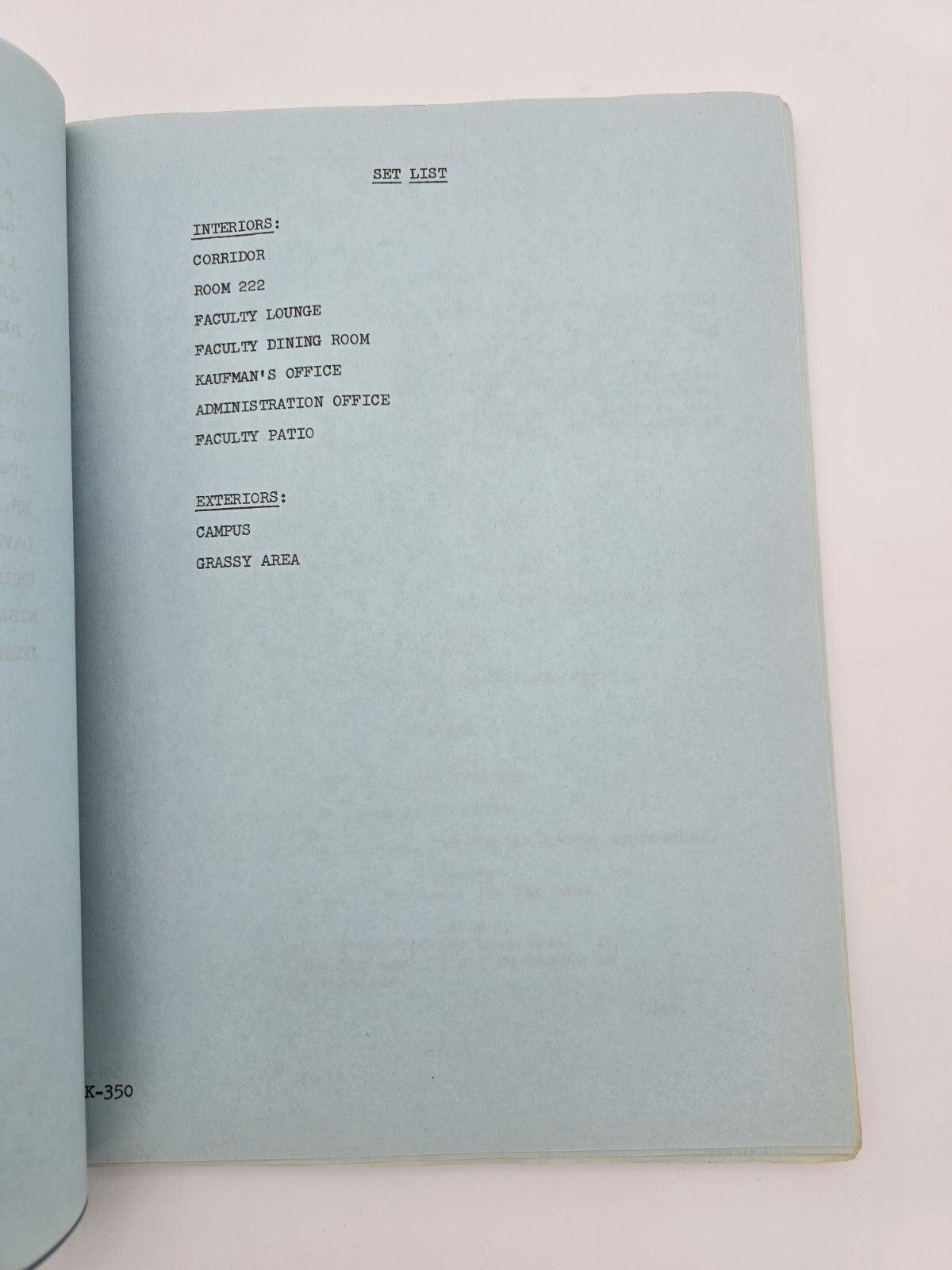 ROOM 222 / Martin Donovan 1973 TV Script, Denise Nicholas “Pete’s Protege”