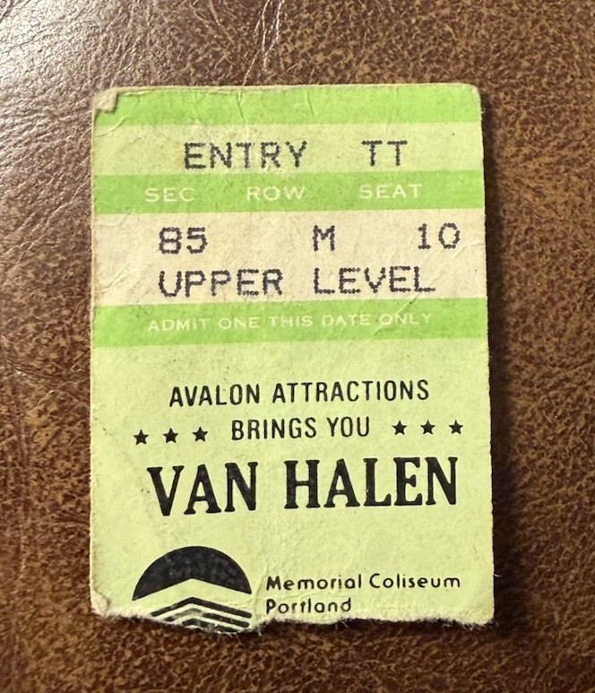 VAN HALEN RARE CONCERT TICKET STUB PORTLAND, OR