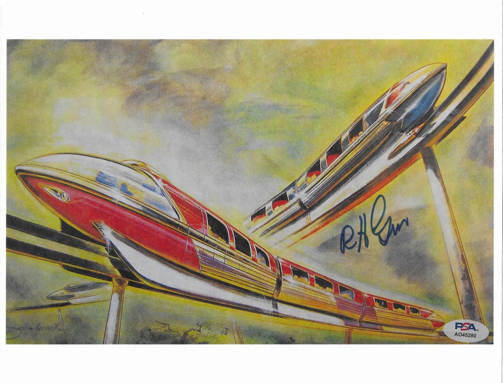 Disney Legend Bob Gurr Signed 8×11 Poster Autographed PSA/DNA Monorail