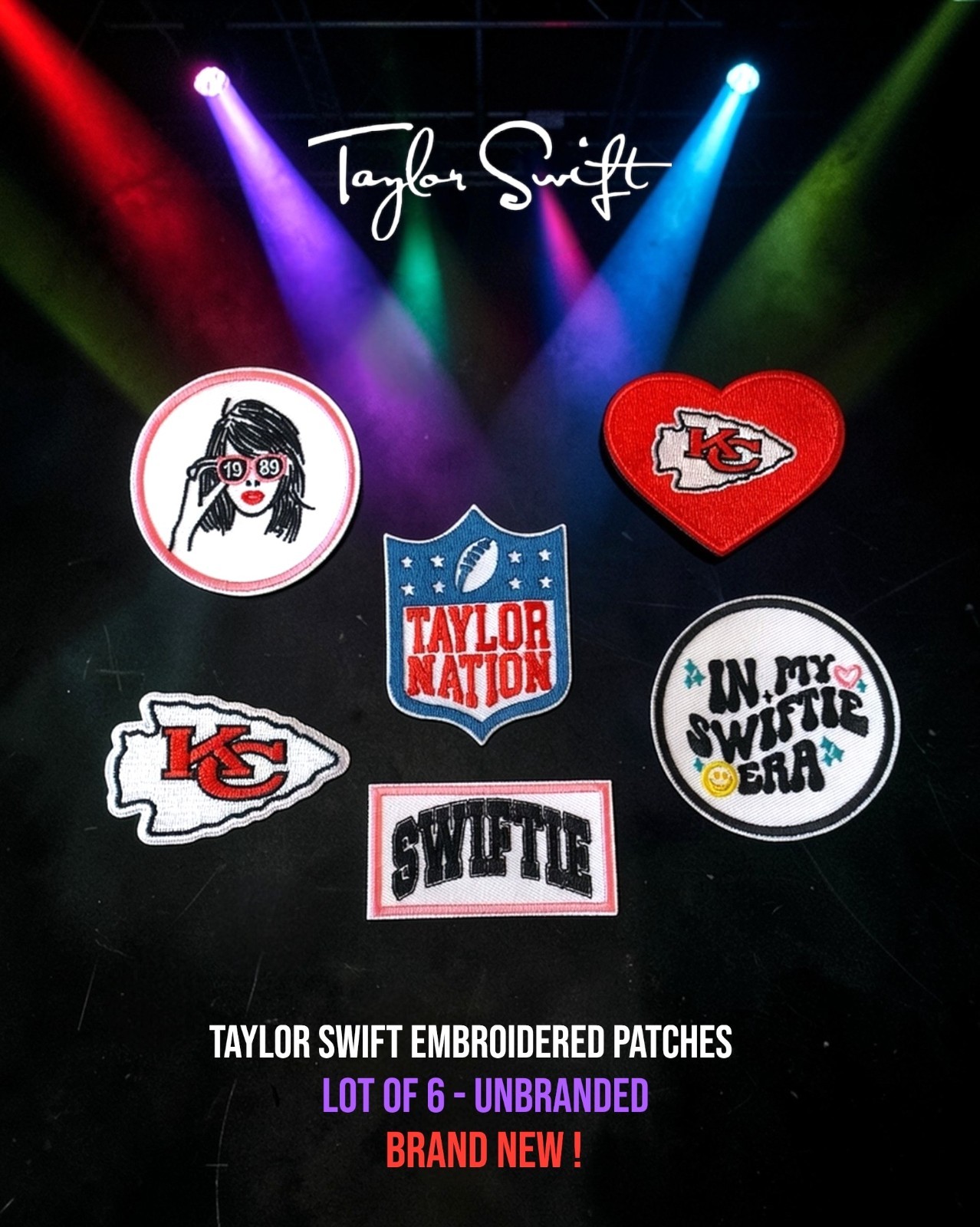 Taylor Swift Unbranded Embroidered Iron Patches Set of 6 – New !