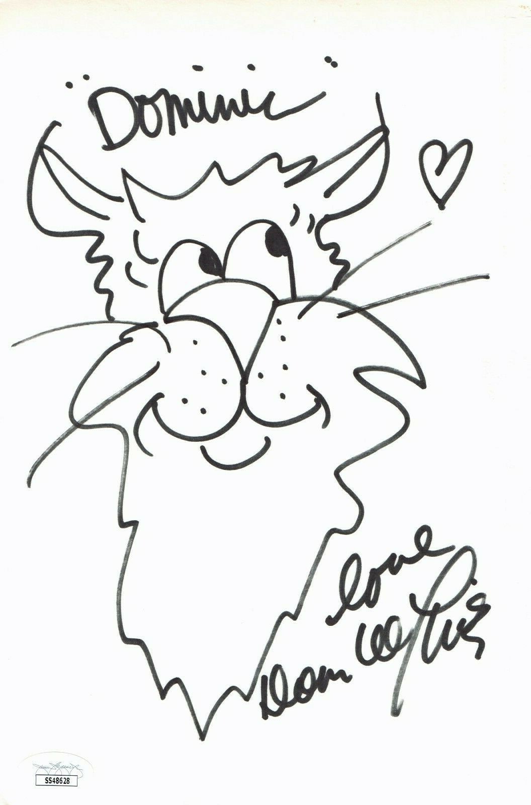 Dom DeLuise Actor Comedian Signed Hand Drawn Sketch 7×10.5 with JSA COA