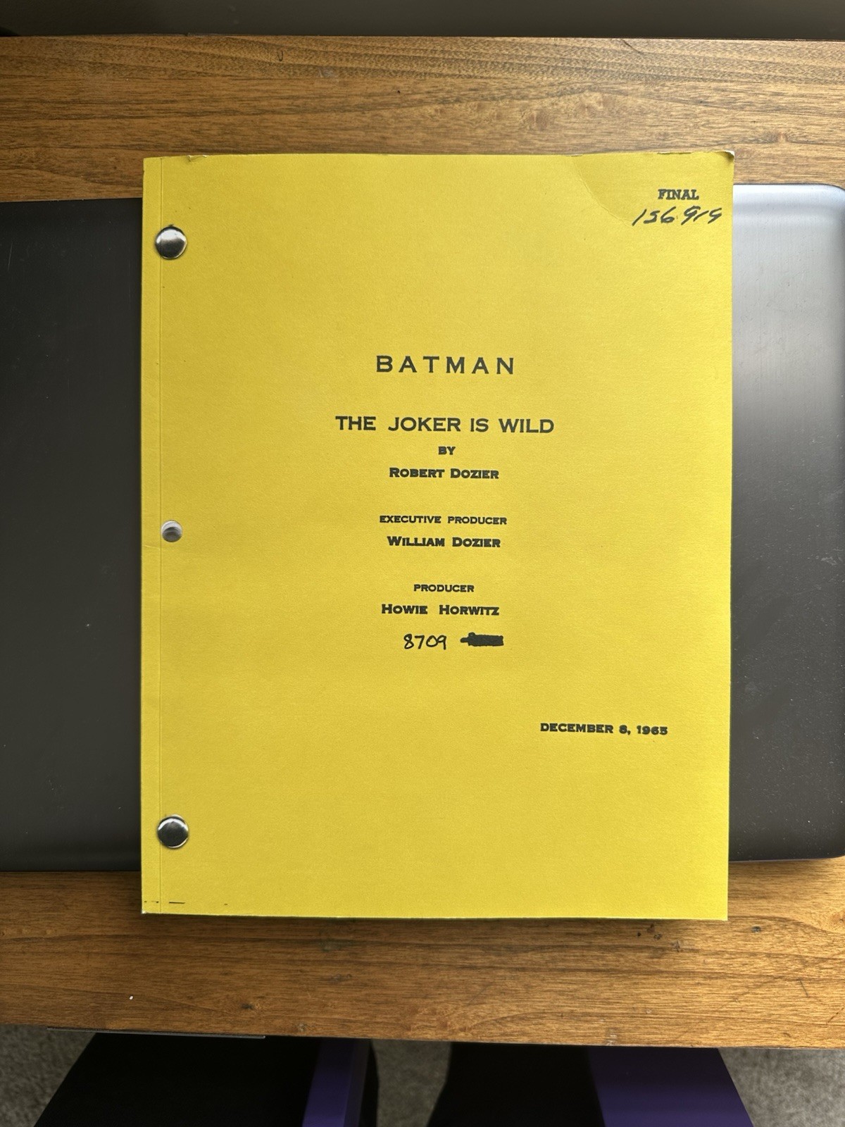 Batman Joker Is Wild TV Screenplay Facsimile Reproduction Robert Dozier (B2R1)
