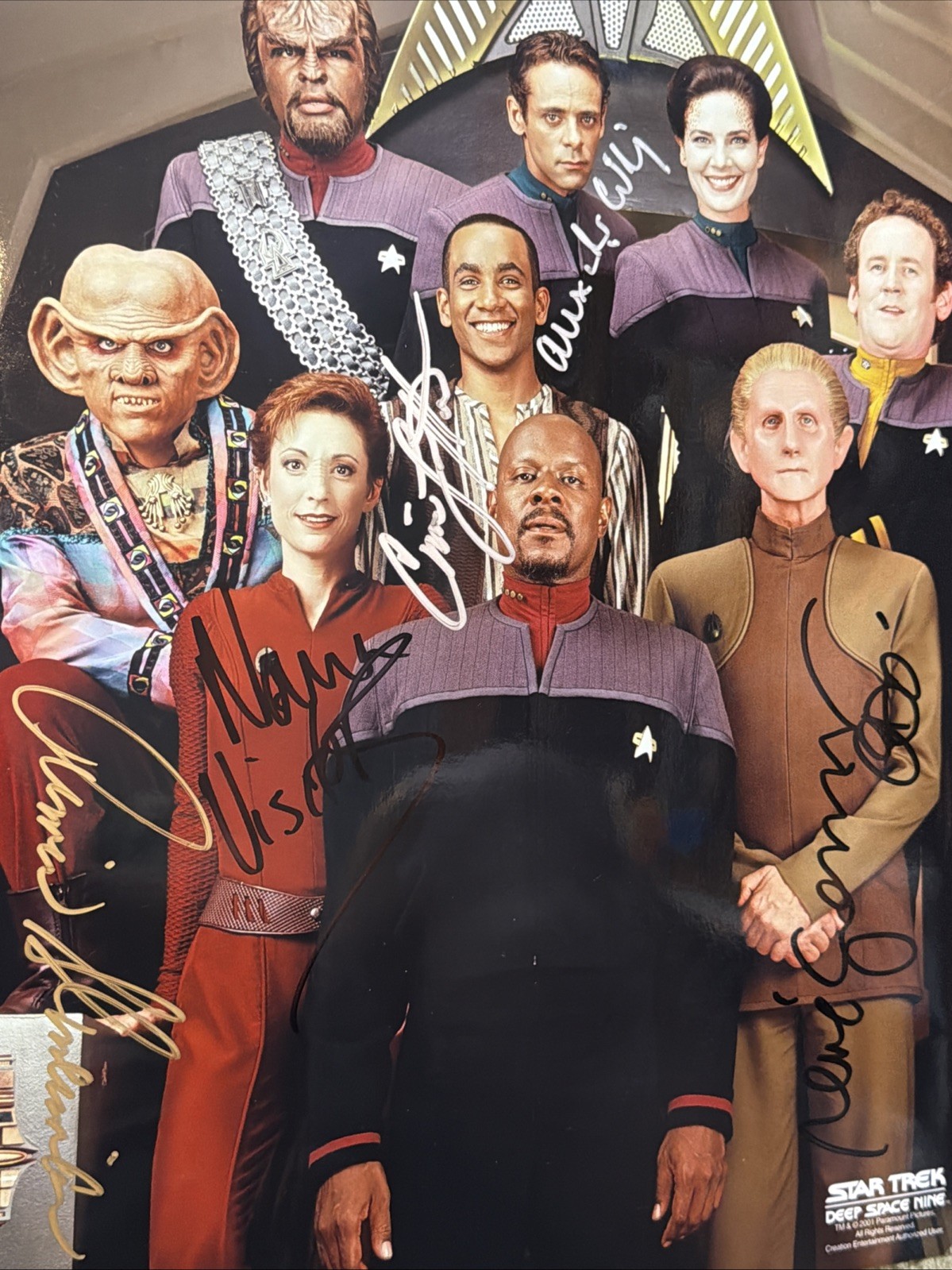 2001 Star Trek Deep Space Nine 5 Cast Signed Autograph Paramount 10” X 15” Photo