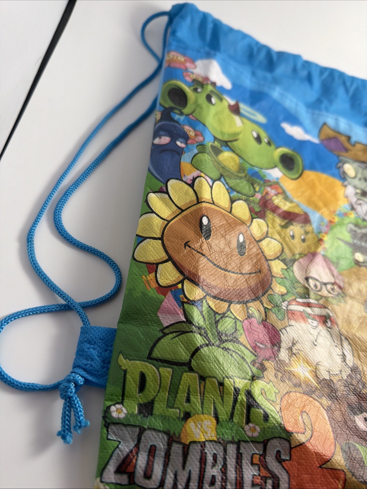 Plants vs Zombies 2 String Tote Bag Lite Weight Carry Blue