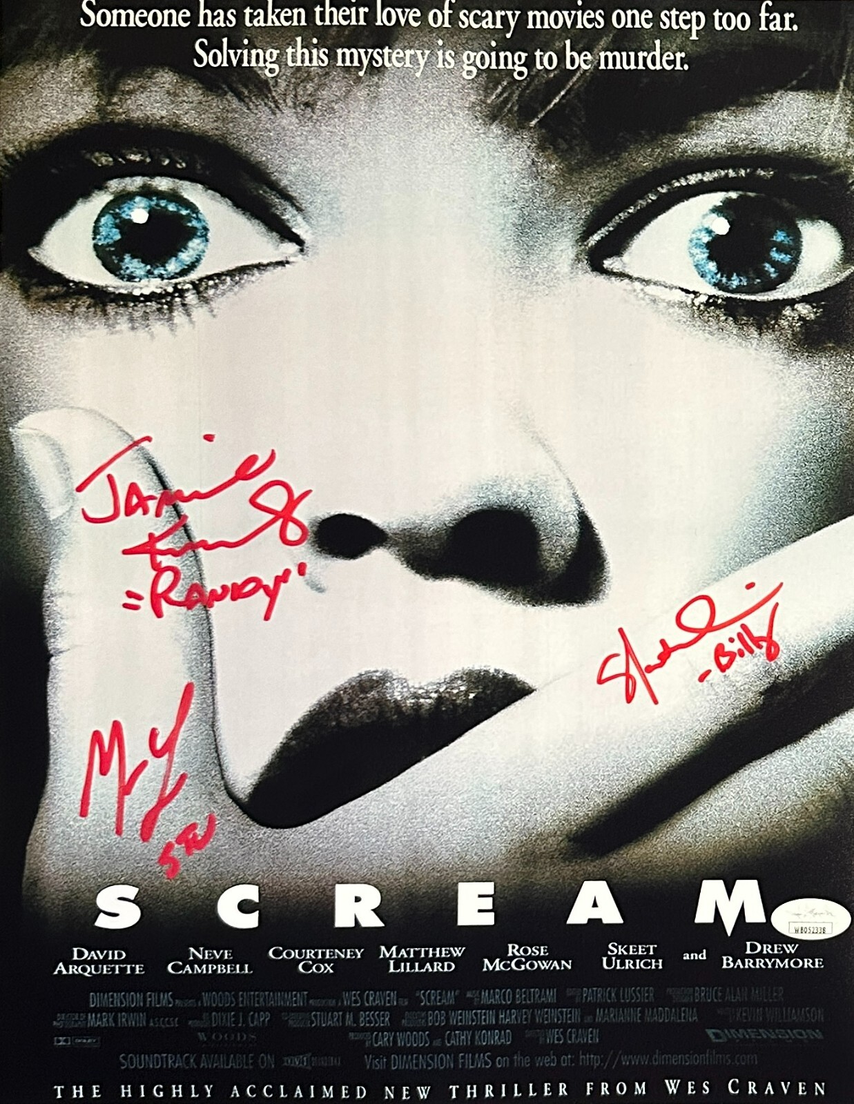 Lillard Ulrich Kennedy autographed signed inscribed 11×14 photo Scream JSA COA