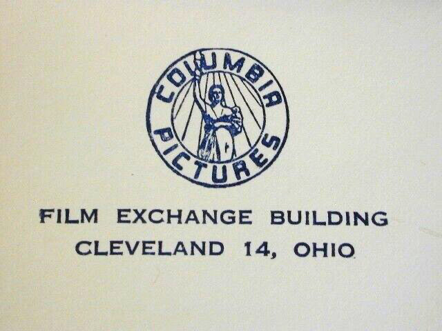 VINTAGE COLUMBIA PICTURES 1930s ERA LOGO FILM EXCHANGE ENVELOPE CLEVELAND OHIO