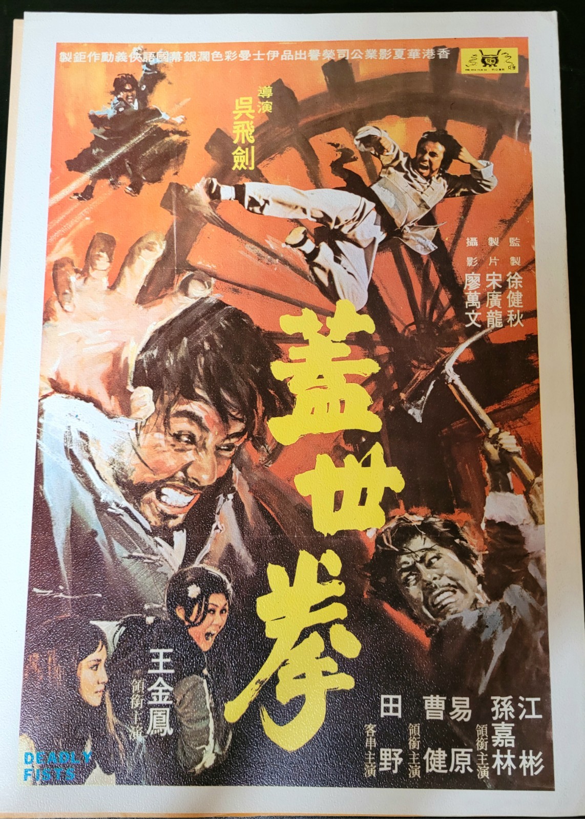 Deadly Fists Kungfu Martial Arts Collectible Vtg Movie Poster 1970s. Pristine