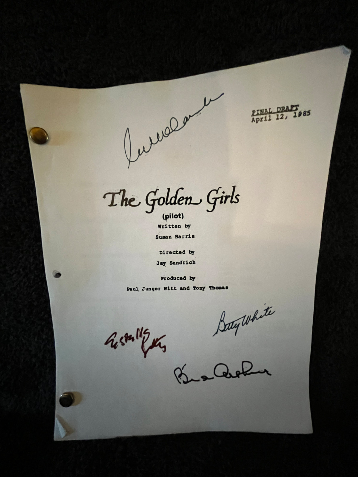 THE GOLDEN GIRLS PILOT SCRIPT RPT BETTY WHITE BEA ARTHUR RUE McCLANAHAN