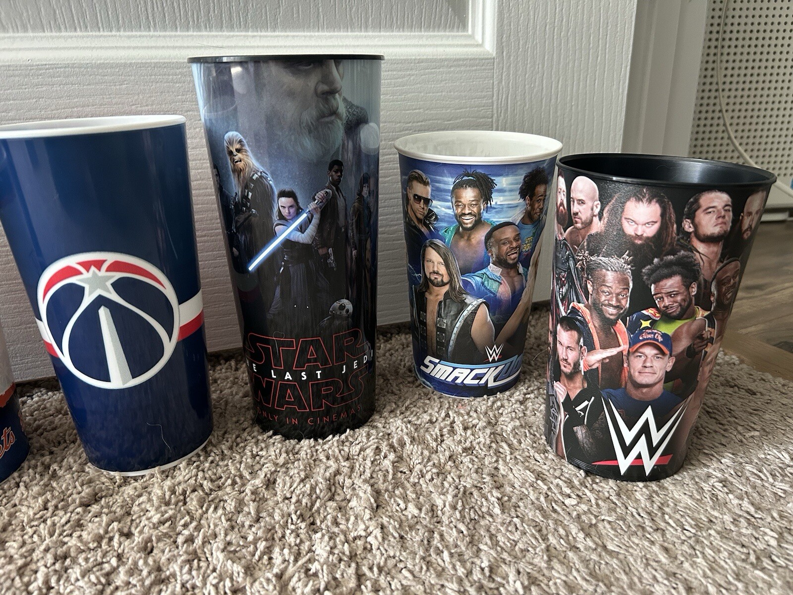 Sports, Movies and WWE Souvenir Cup Lot (Magic, Marvel, Star Wars,Mets, Wizards)