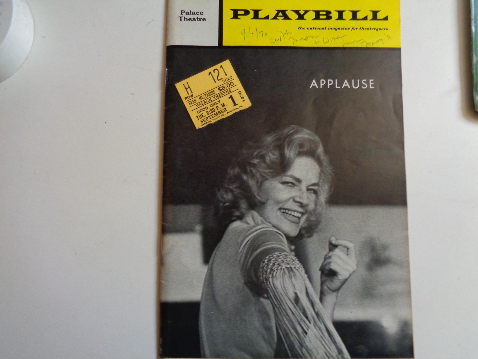 Applause – Broadway Playbill – Sept. 1, 1970- Lauren Bacall, Len Cariou