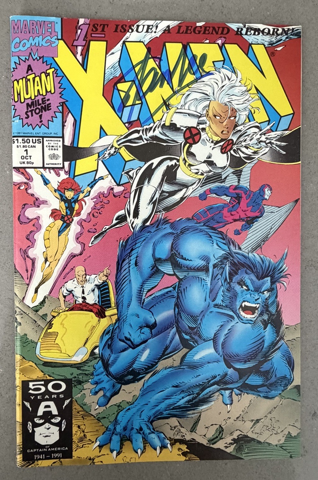 STAN LEE MARVEL COMICS SIGNED AUTOGRAPH 1991 X-MEN A LEGEND REBORN COMIC BOOK