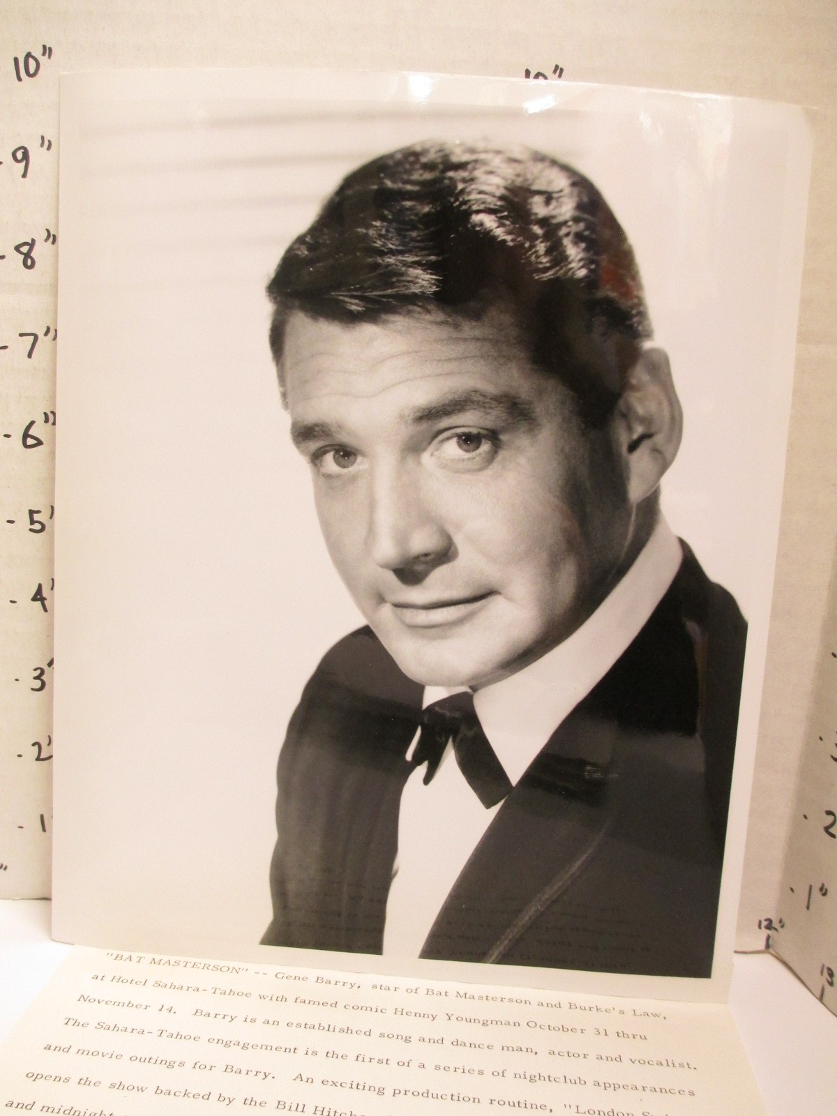 CBS TV studio show promo photo 1960s Gene Barry Bat Masterson Hotel Sahara Tahoe