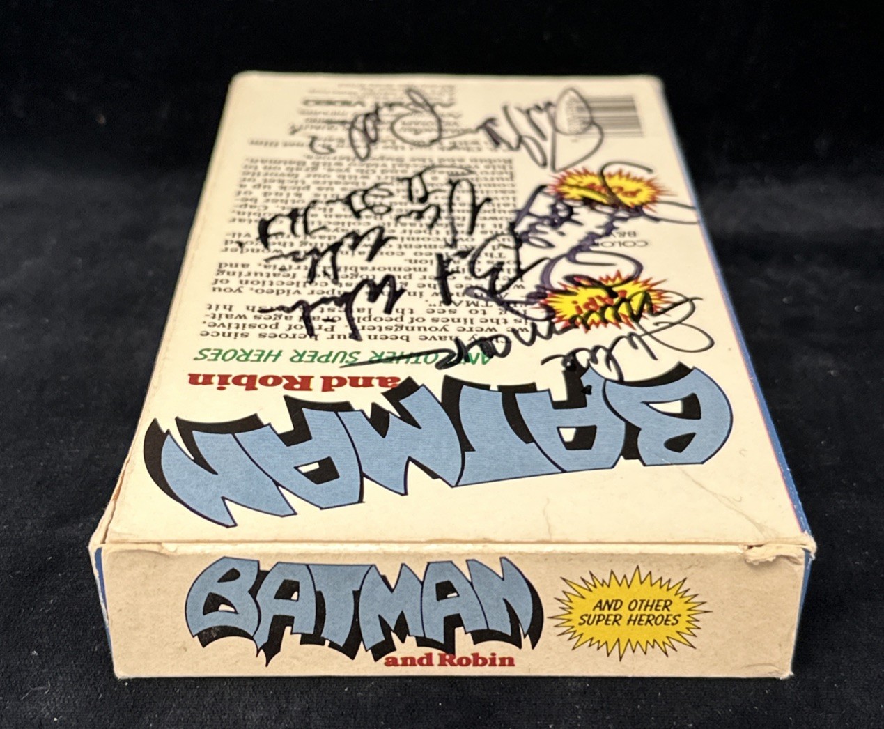 Batman & Robin MULTI SIGNED VHS Cassette Cover 5 sigs West Gorshin Newmar Craig