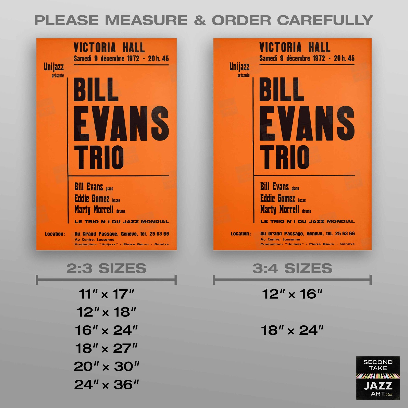 Bill Evans jazz poster – Victoria Hall – 1972
