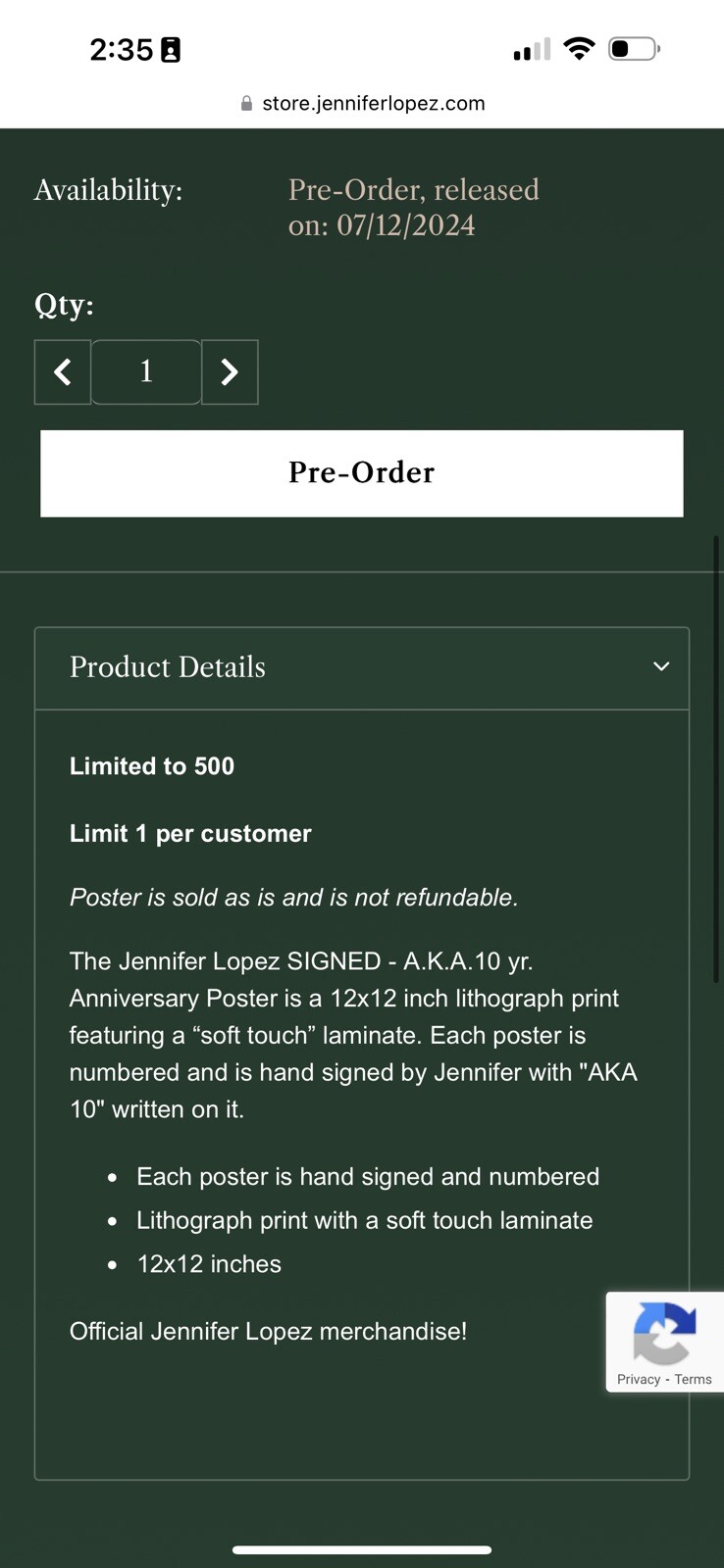 Jennifer Lopez SIGNED – A.K.A. 10 Yr. Anniversary Poster Limited To /500 In Hand