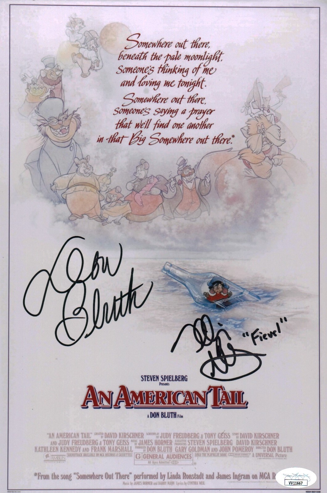 An American Tail Glasser Bluth 8X12 Signed Photo JSA Certified Autograph