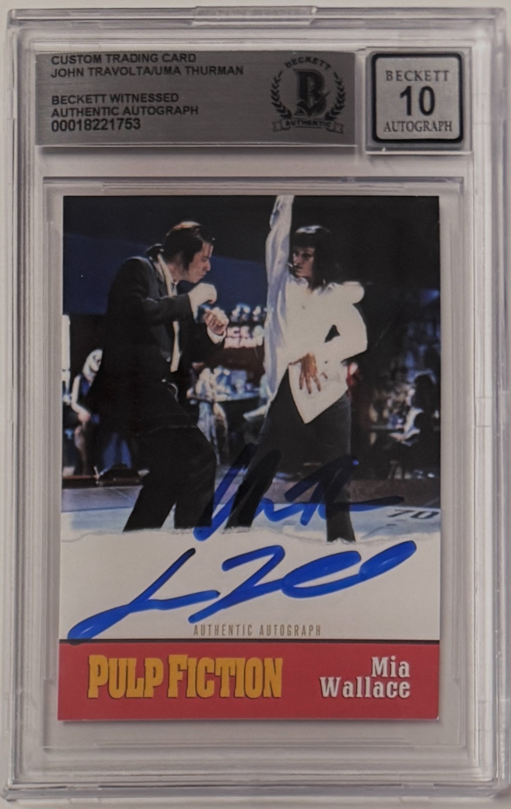 Custom Card Pulp Fiction #94 Signed John Travolta Uma Thurman Beckett AUTO 10