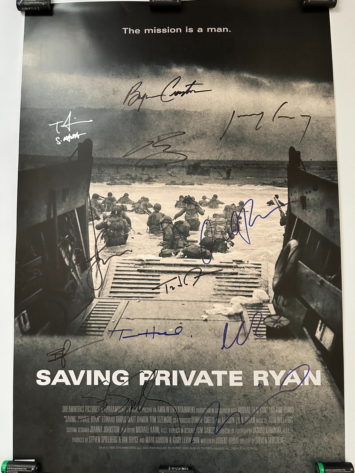 Saving Private Ryan Signed Movie Poster with COA/ 11 Signatures – Hanks, Damon