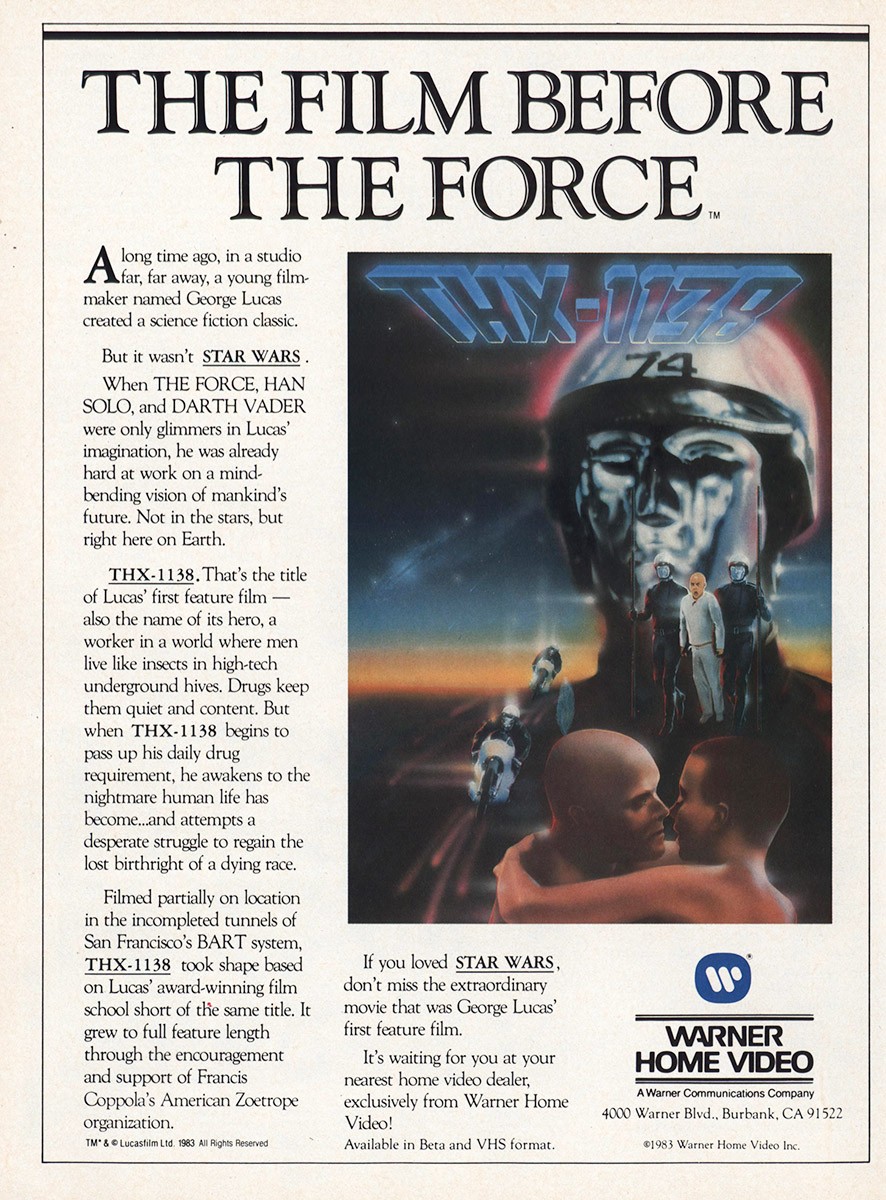 1983 THX1138 Promo: George Lucas Vintage Print Ad