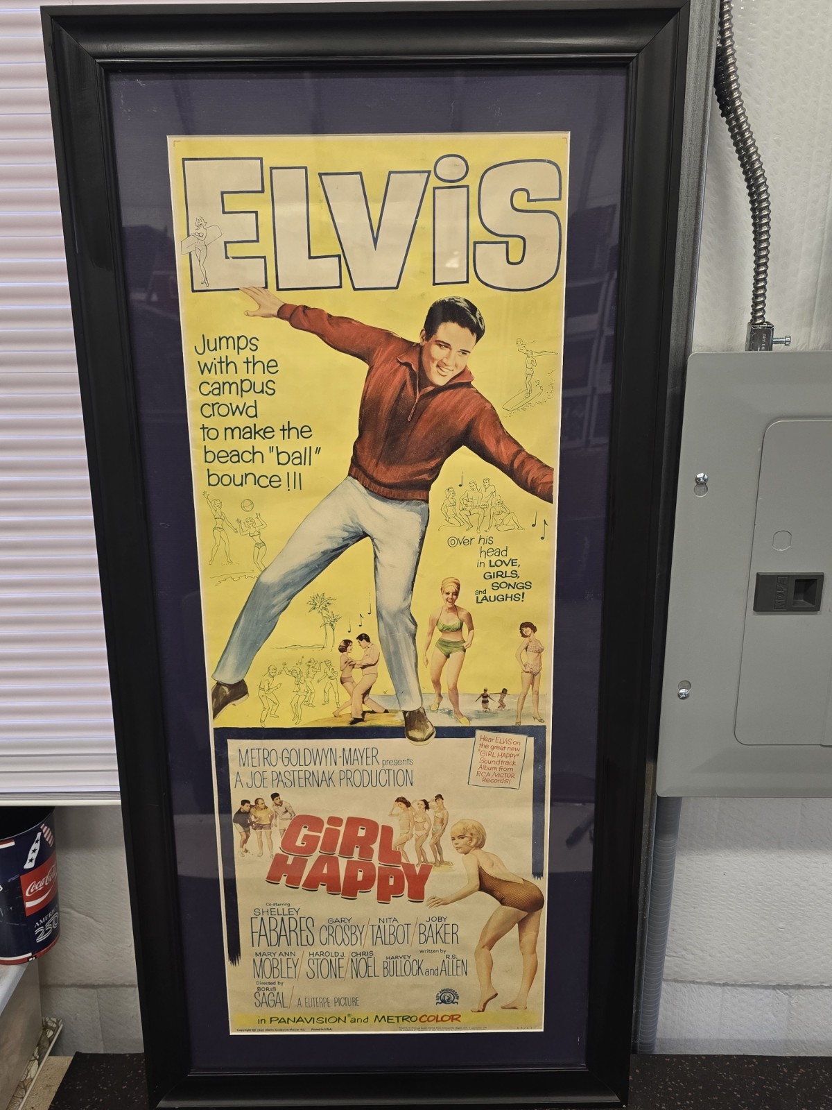 Elvis Presley – Girl Happy ORIGINAL One Sheet Movie Poster * FRAMED 43×21 *NICE!