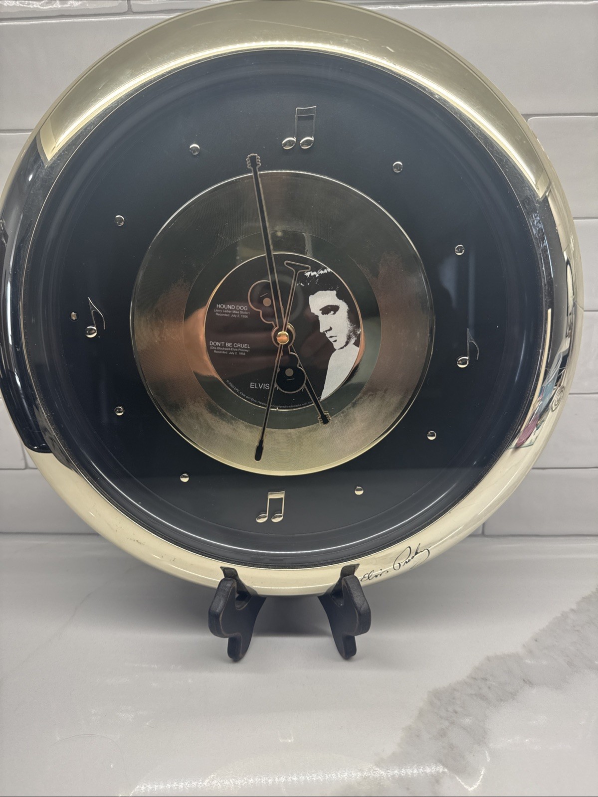 Vintage Elvis Presley Gold Record Musical Wall Clock 2003 RARE FIND WORKS