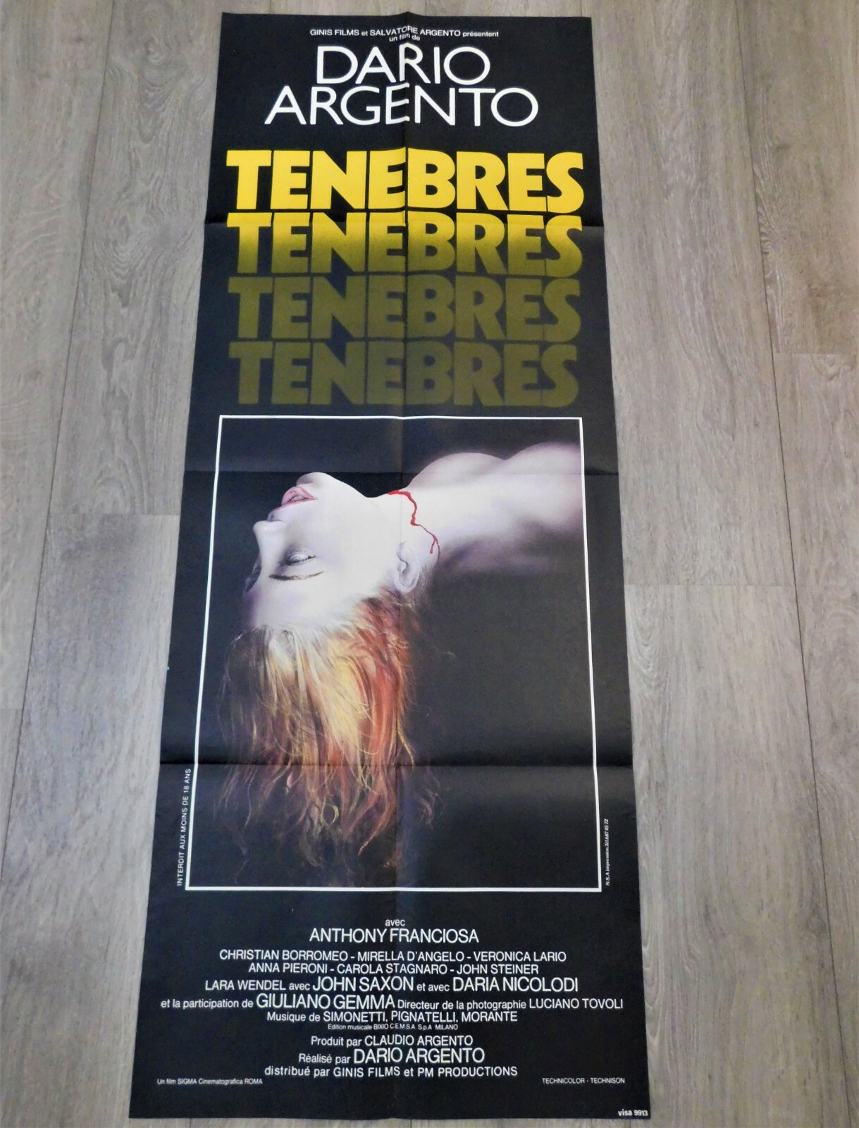Tenebrae Tenebres Darkness French Movie Poster Original 23″63 1982 Dario Argento