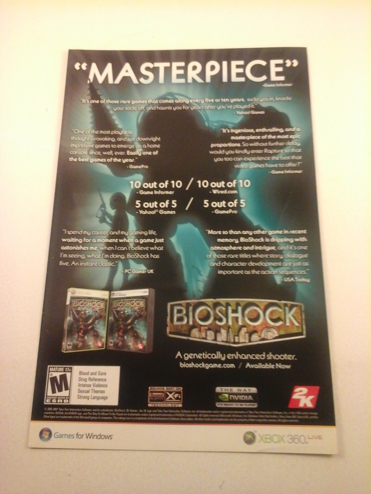 2007 Video Game Print Ad – BIOSHOCK – XBOX 360 WINDOWS 2K